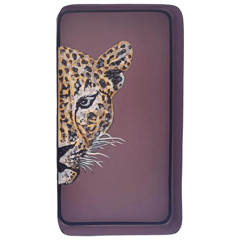 Flora Handpainted Iron Tray - Half Leopard Right Head