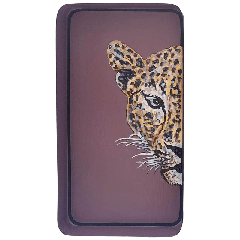 Flora Handpainted Iron Tray - Half Leopard Left Head