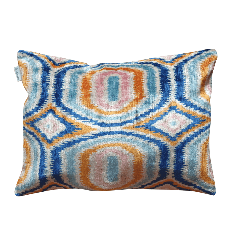 Silk Velvet Cushion - Rounded Orange Shapes