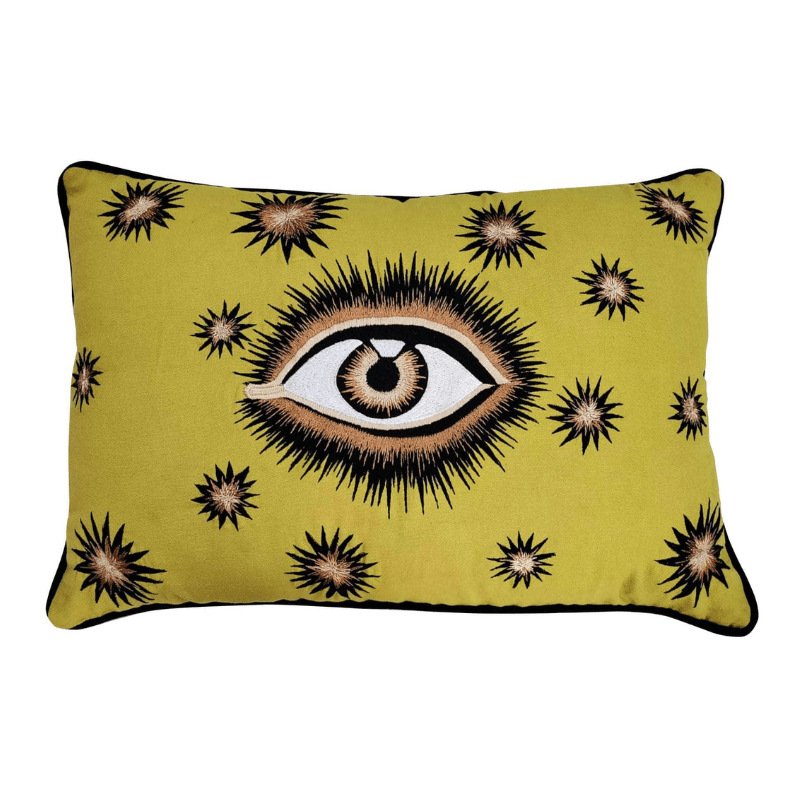 Hand Embroidered Eye Cotton Cushion