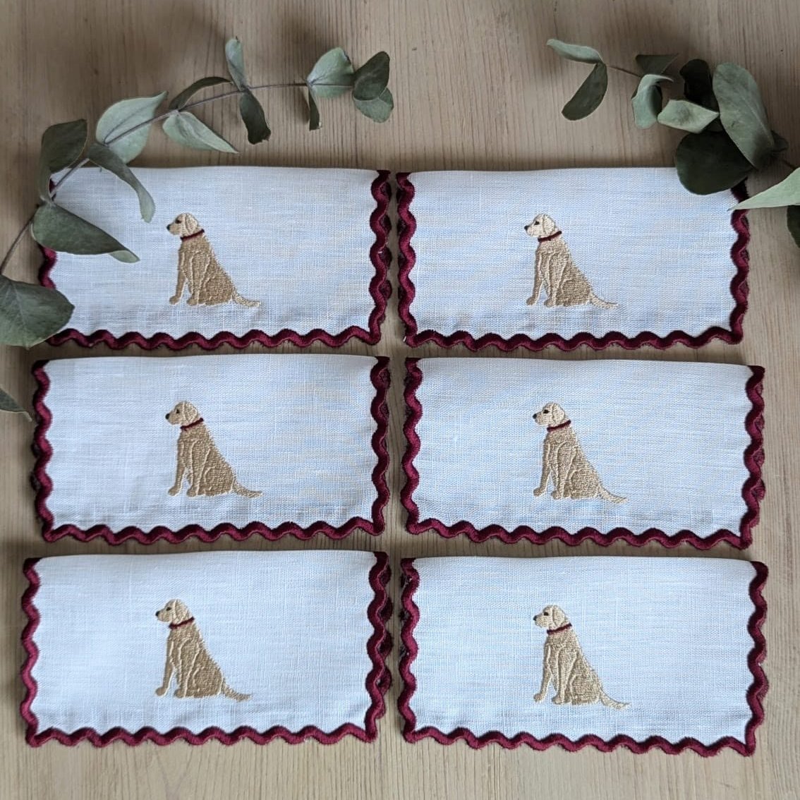 LABRADOR - Labrador embroidery cocktail napkin set (set of 6)