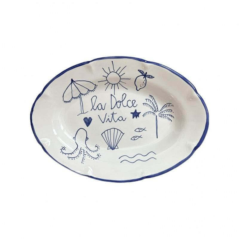 Dolce Vita Oval Serving Plate in Blue 32 cm