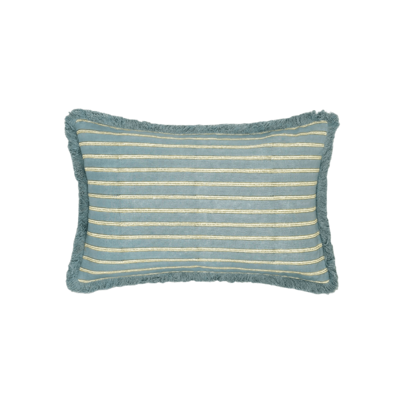 Edo Stripe Cushion - Blue and Sage Green