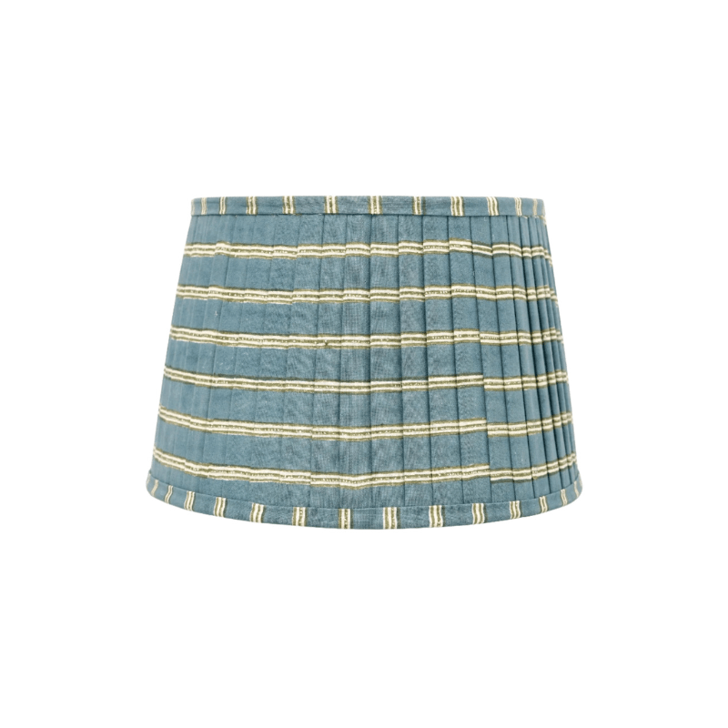 Edo Stripe Pleated Lampshade - Blue and Sage Green