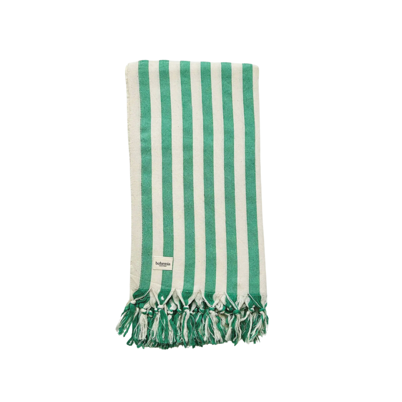 Brighton Stripe Hammam Towel - Green