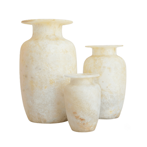 Alabaster Urn Vases, Set of 3