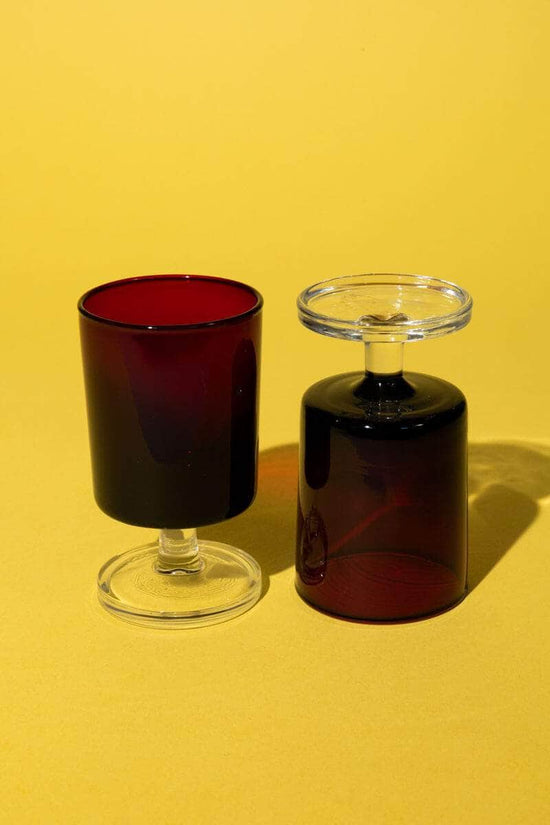 Vintage French Burgundy Glasses Pair