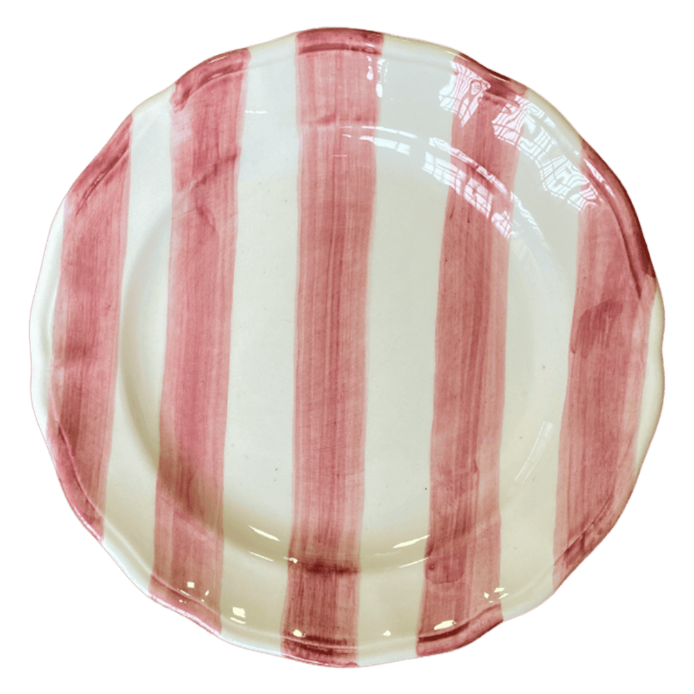 Set of Two Hand-Painted Ceramic Dessert Plate - Stripe Collection