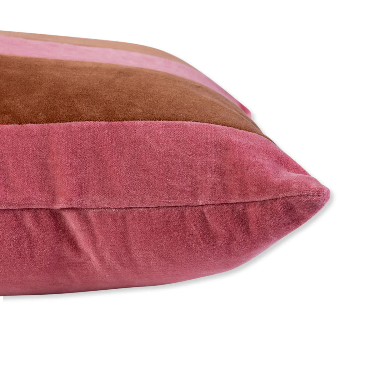 Striped Velvet Lumbar Pillow Light Pink Rust Maison Flaneur