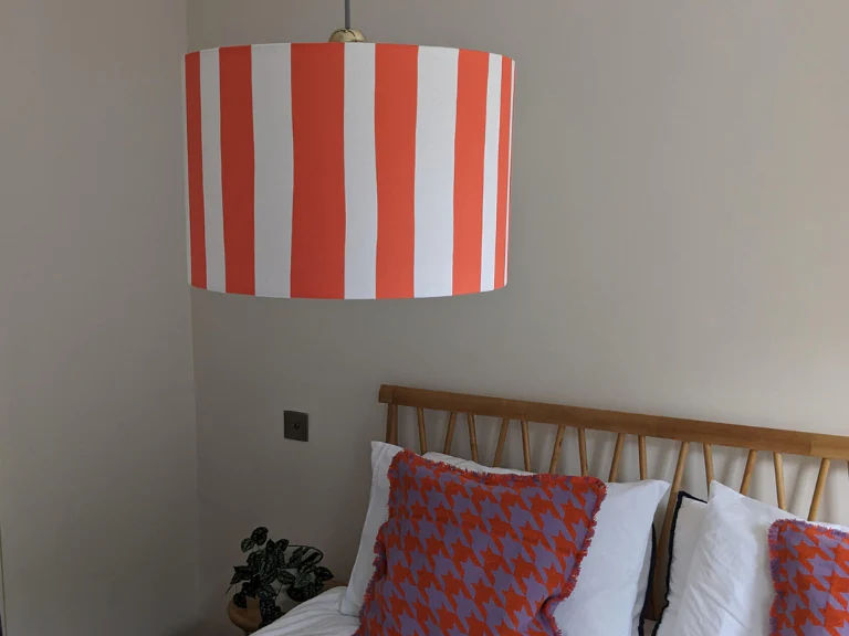 Peel orange & white stripe printed shade