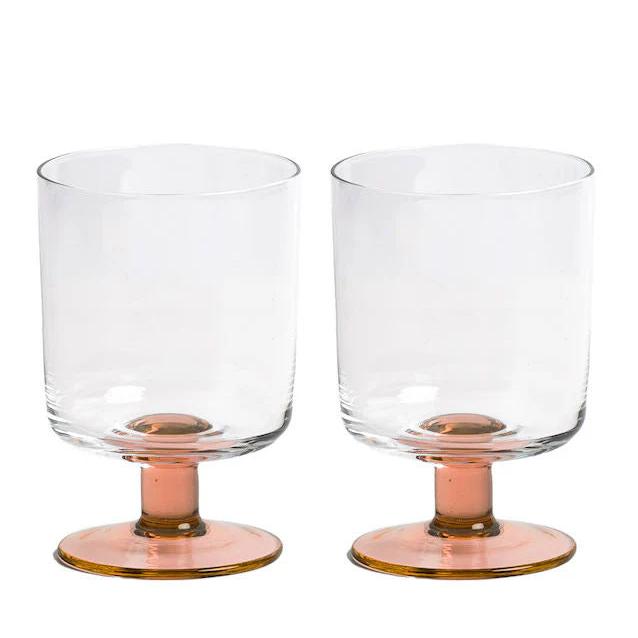 Eddie 2-Tone Wine Glass Clear/Coral - Set of 2