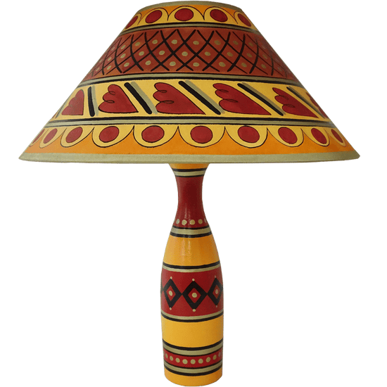 Cross-Hatch Hand Painted 14" Lampshade in Yellow Gold