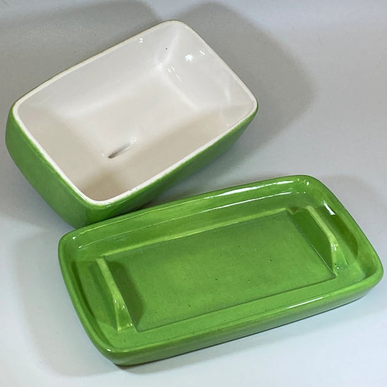 Butter Dish Lime Green Glaze