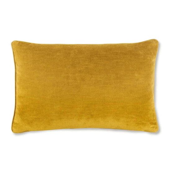 Shashka Print Cushion in Ochre with Venitian Velvet in Ochre