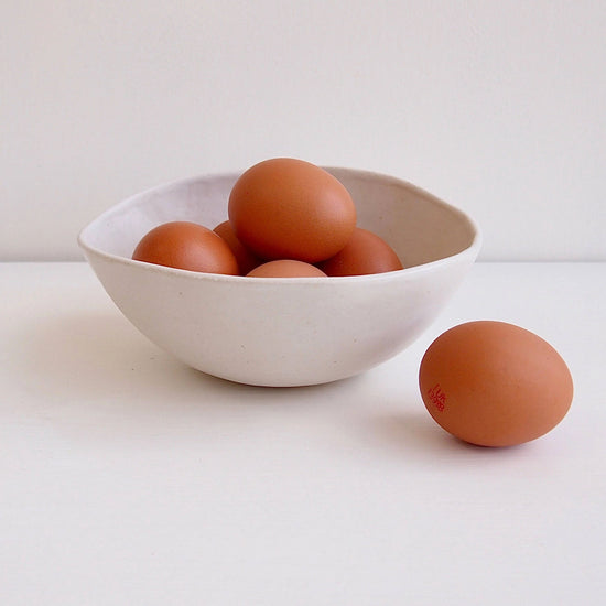 White Pottery Handmade Serving Bowl