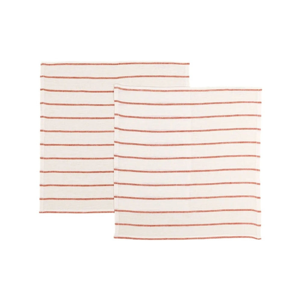 The Orange & White Stripes Linen Napkins (Set of 2)