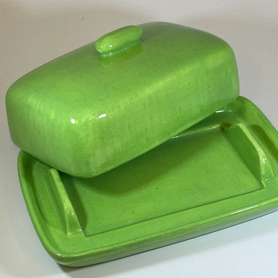 Butter Dish Lime Green Glaze