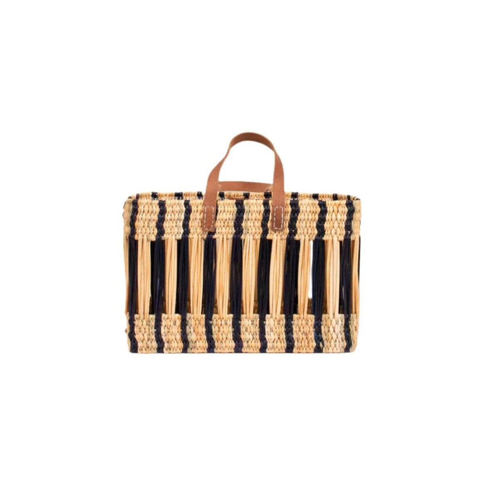 Decorative Reed Basket - Indigo Stripe