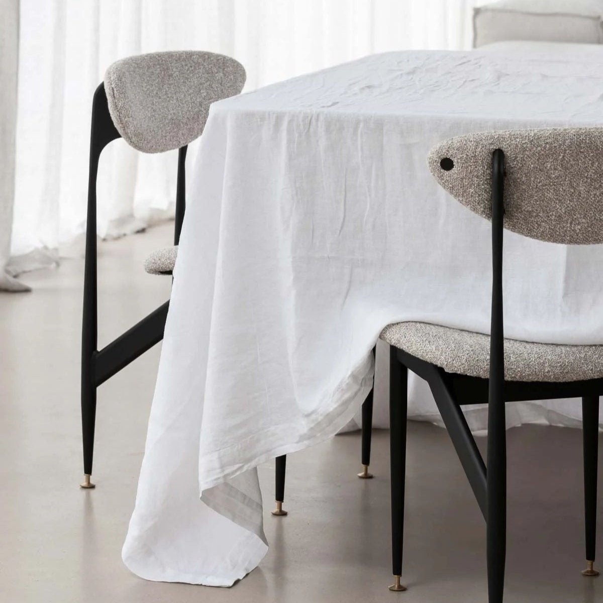 100% Linen Tablecloth - White