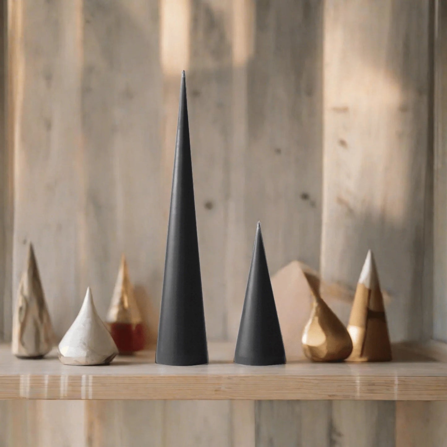 Double Cone Candles - Black