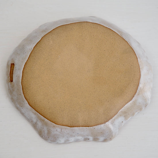 Handmade Pottery White and Brown Shell Dish