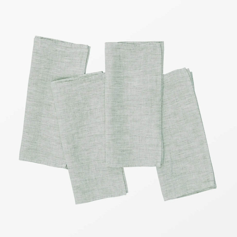 Linen Napkin Micro Stripe Green - Set of 4