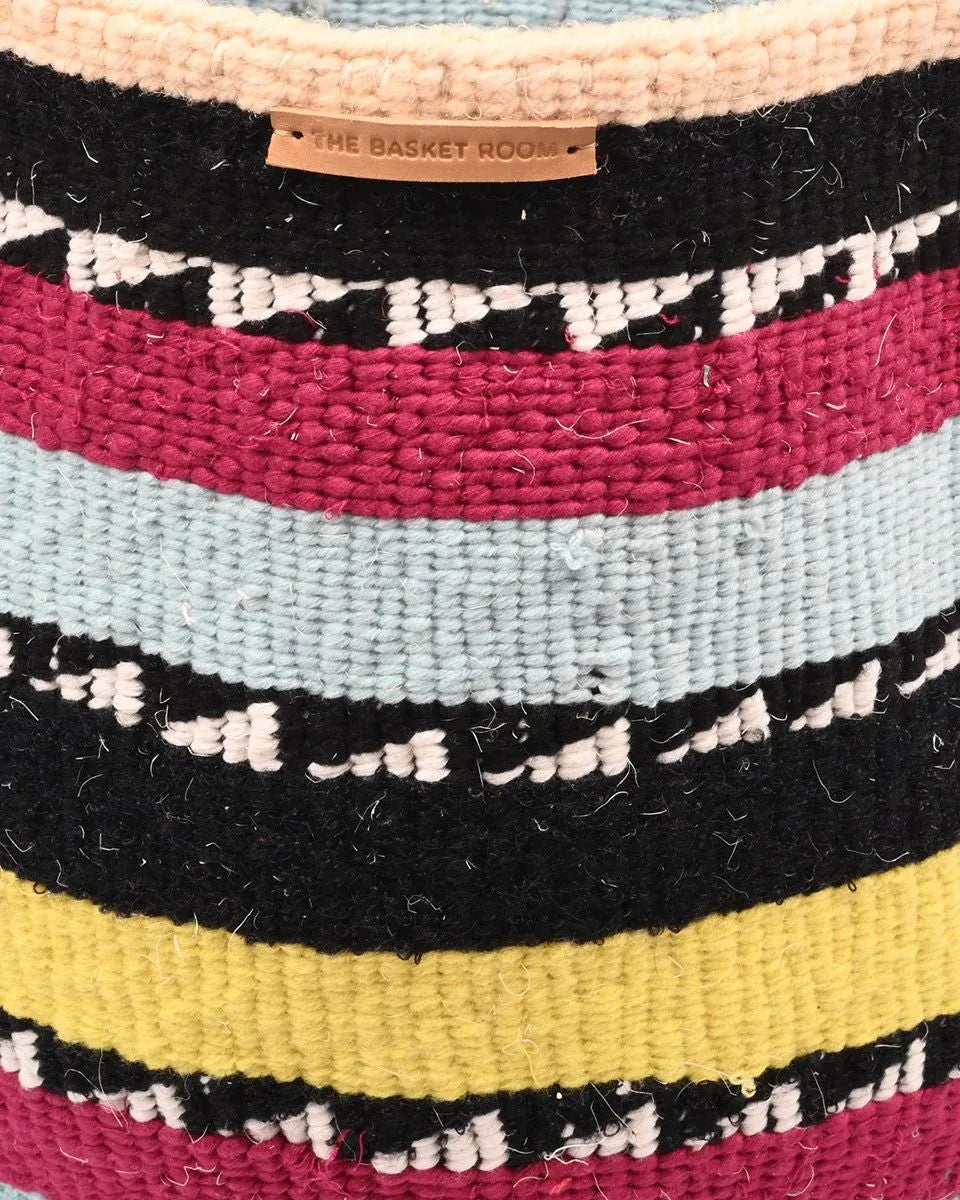 SITA: Extra Large Pink, Blue, Black, Yellow Wool Basket