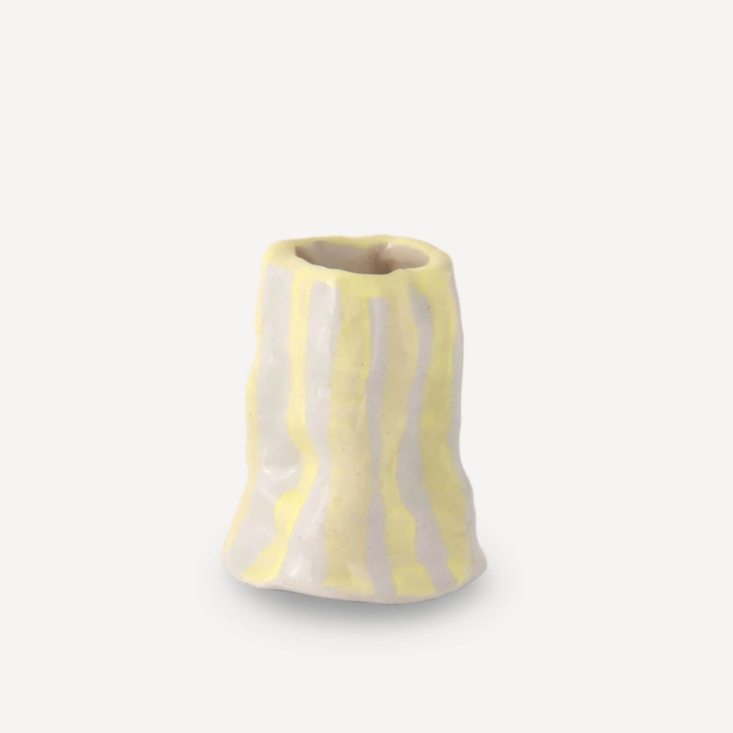 Light Yellow Candy Stripe Candle Holder