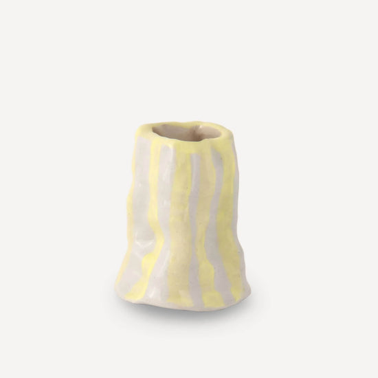 Light Yellow Candy Stripe Candle Holder