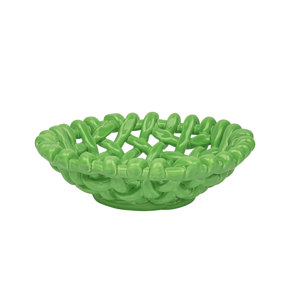 Apple Green Basketweave Bowl