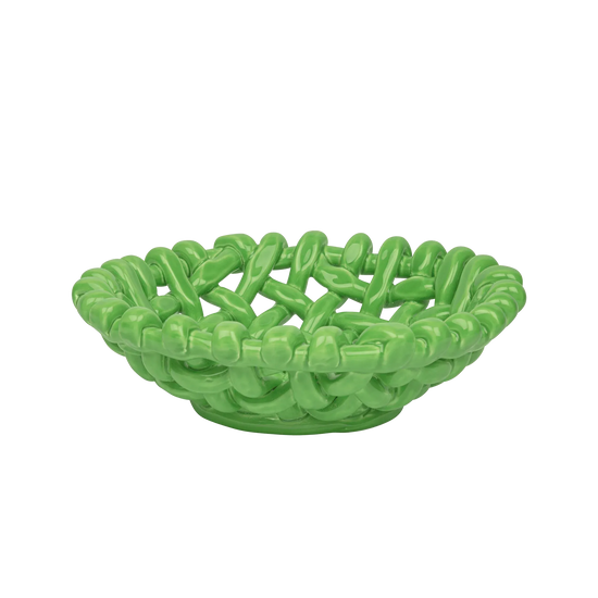 Apple Green Basketweave Bowl