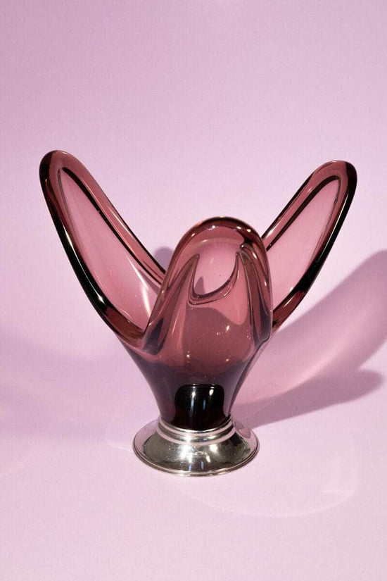 Mid-Century Purple Art Glass Centerpiece