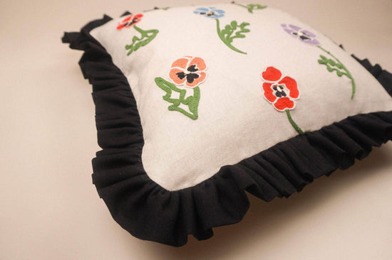 Winter Pansy Linen Cushion