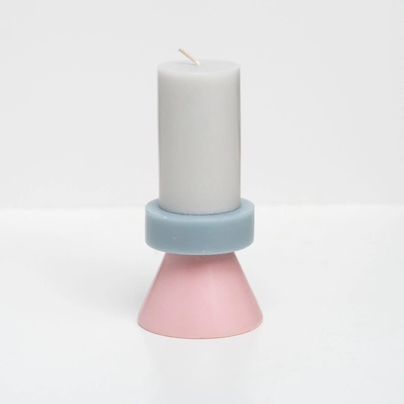 Stack Candle Tall - Light Grey / Pastel Blue / Soft Pink