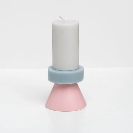 Stack Candle Tall - Light Grey / Pastel Blue / Soft Pink