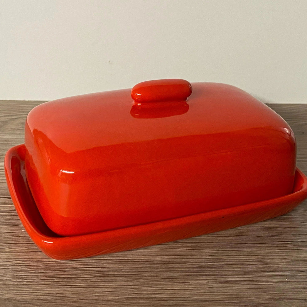 Butter Dish Red Glaze