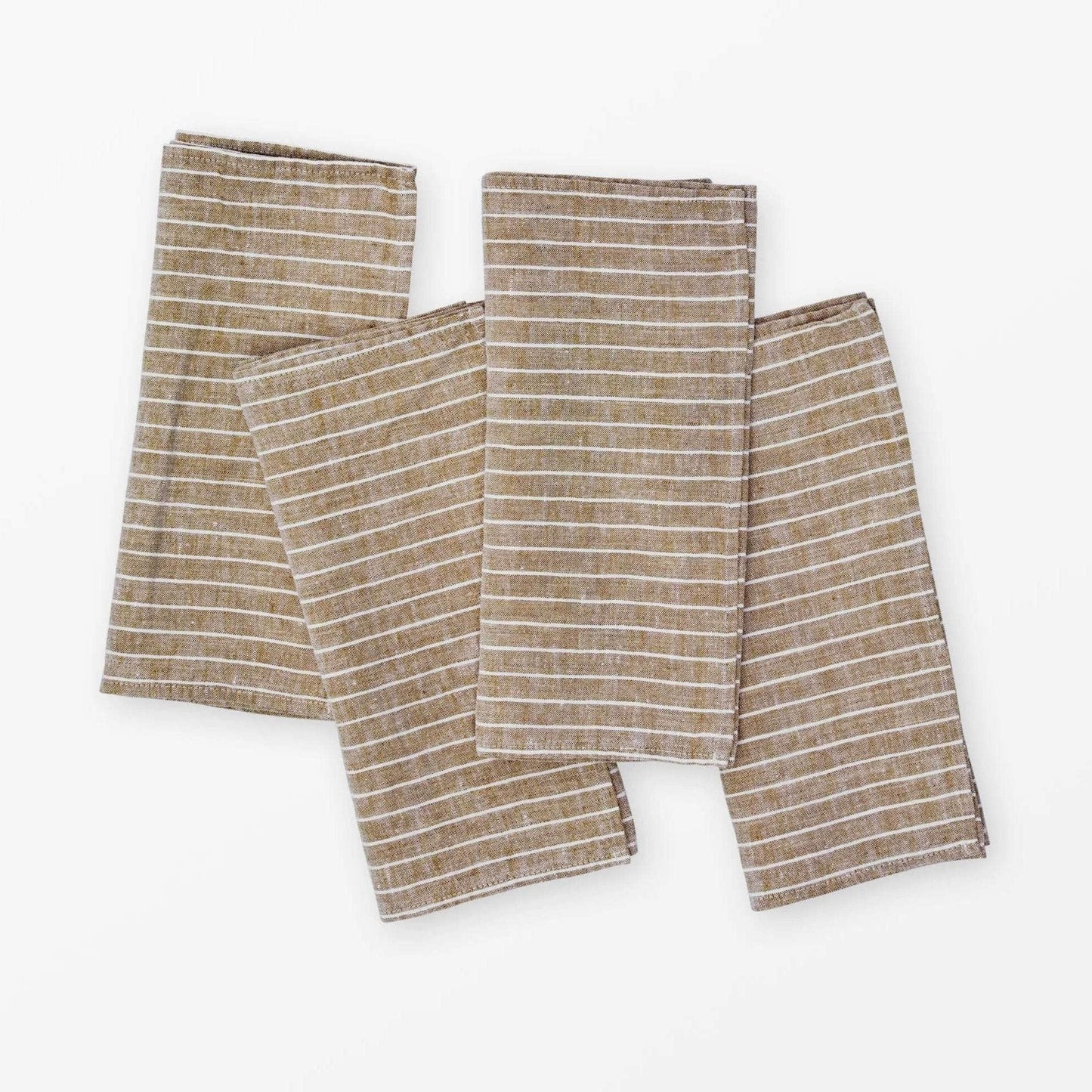 Linen Napkin Pine Stripe Brown - Set of 4