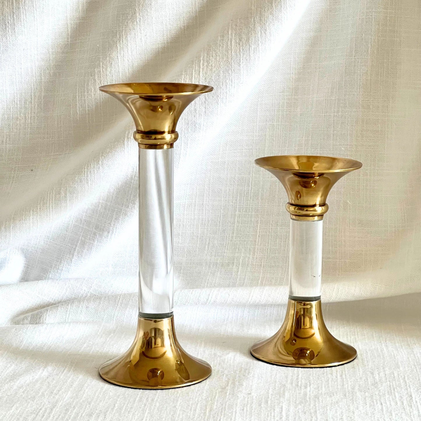 Brass and Acrylic Candleholder Small - Clear