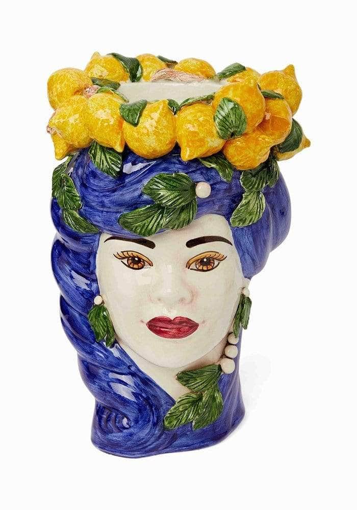 Blue Lemon Bust Vase