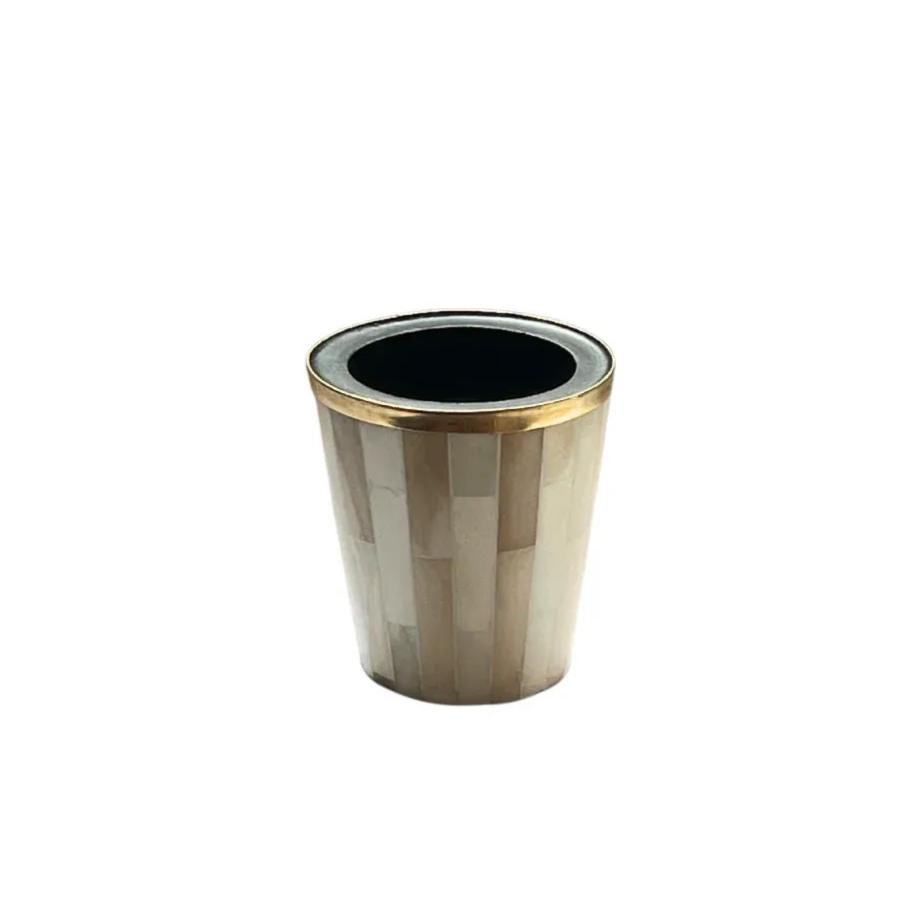 Inlay Brush Pot | Beige & White | Striped