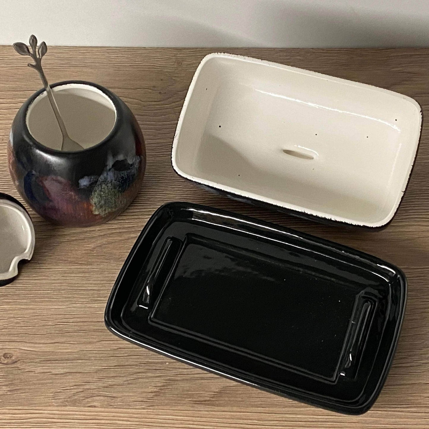 Butter Dish and Sugar Bowl Set - Abstract Glaze