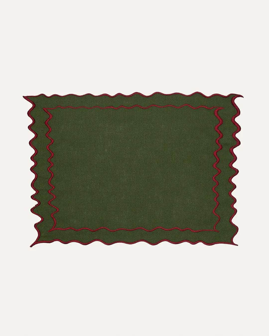 Villa Placemats, Green with Bordeaux