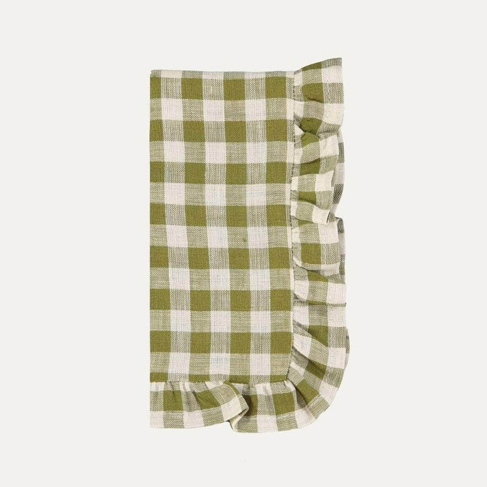 Green Vichy Linen Ruffle Napkin