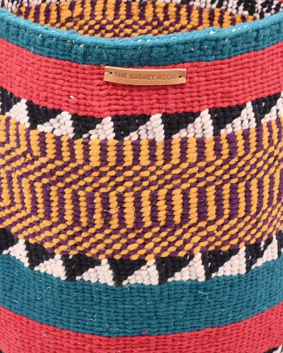 SAUTI: Extra Large Turquoise, Red, Purple, Yellow Wool Basket