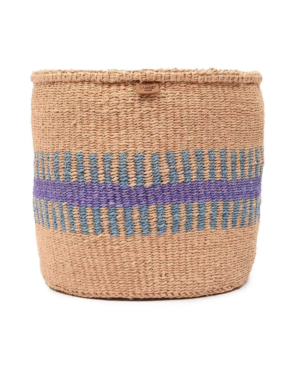 HUDUMA: Purple & Blue Stripe Woven Storage Basket