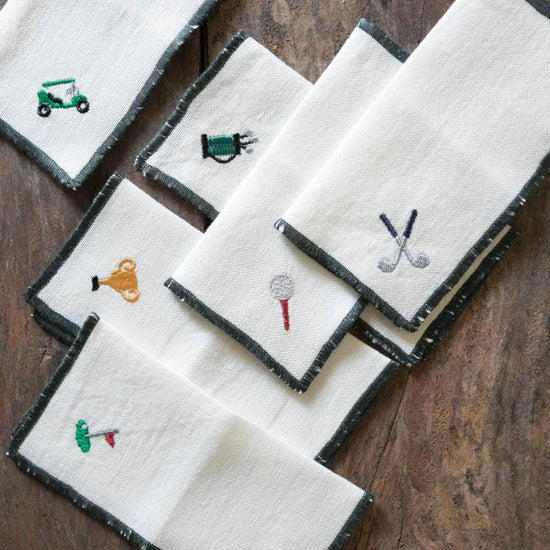 Golf Cocktail Linen Napkins - Set of Six