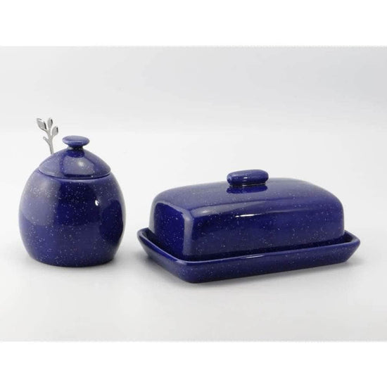 Butter Dish and Sugar Bowl Set Night Sky Glaze