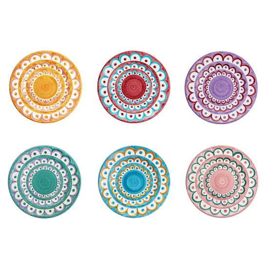 Scallop Dessert Plates Set of 6 Multicoloured