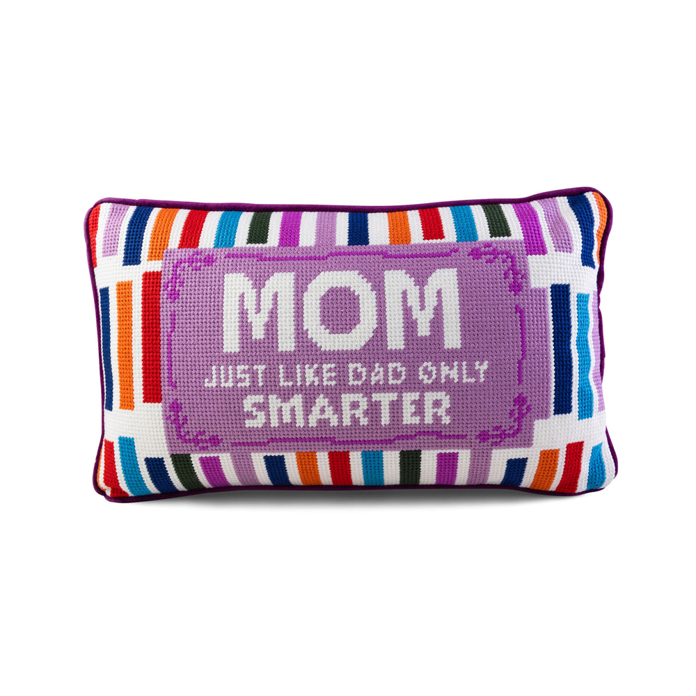 Mom Rules Needlepoint Pillow