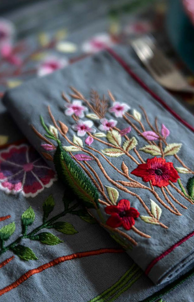 Embroidered Cotton Tablecloth - Style #01